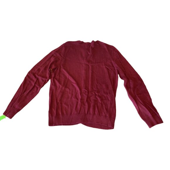 Liz Claiborne Womens Burgundy Button-Down Cardigan Sweater L 100% Cotton Lightwe - Picture 3 of 4